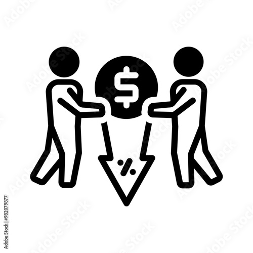 Vector solid black icon for Reduce debtor