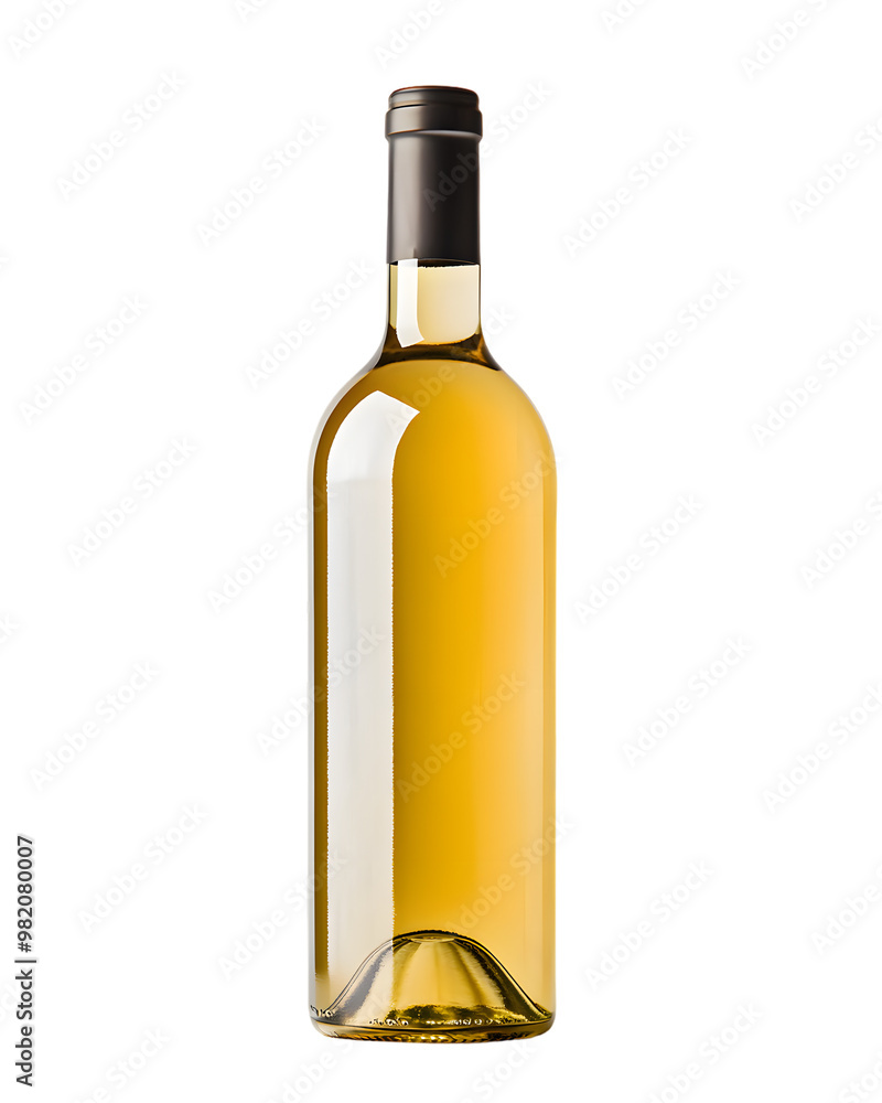 A bottle of white wine mock up isolated on transparent background A bottle of white wine mock up isolated on transparent background