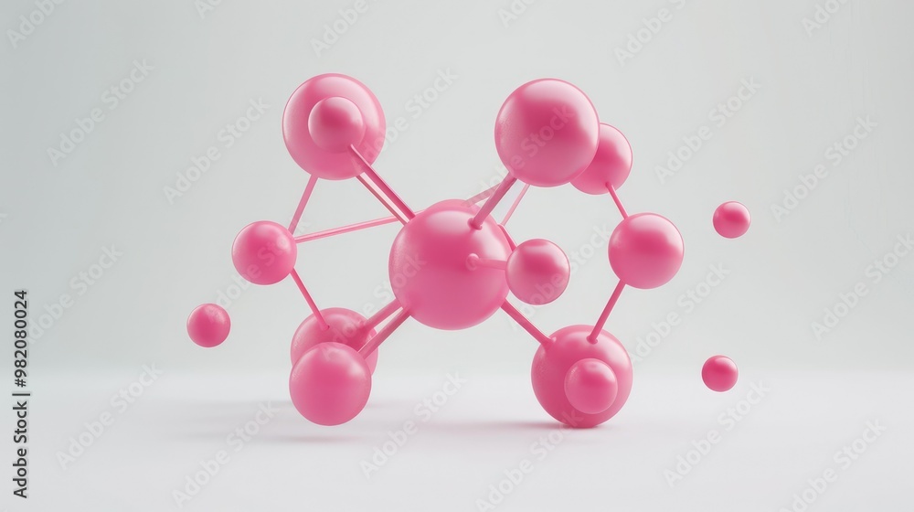 Obraz premium Hyper real Pink Single Molecule, white Background