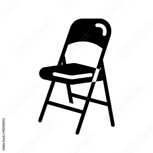 Vector solid black icon for Folding chair