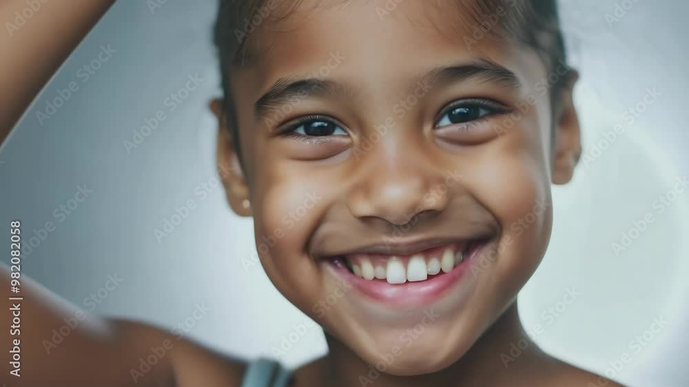 Joyful child smiling brightly in close-up portrait Joyful child smiling brightly in close-up portrait