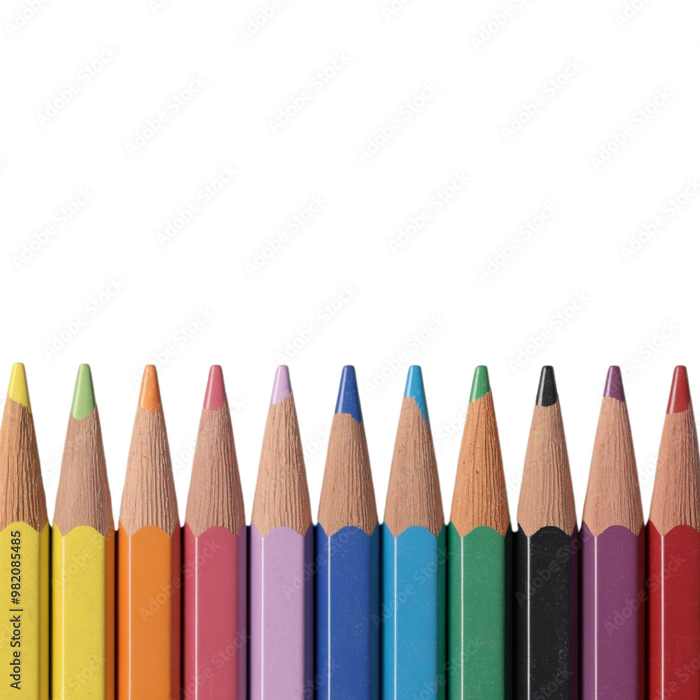 colored pencil photos lined up on a transparent background. It can be used as graphic design colored pencil photos lined up on a transparent background. It can be used as graphic design