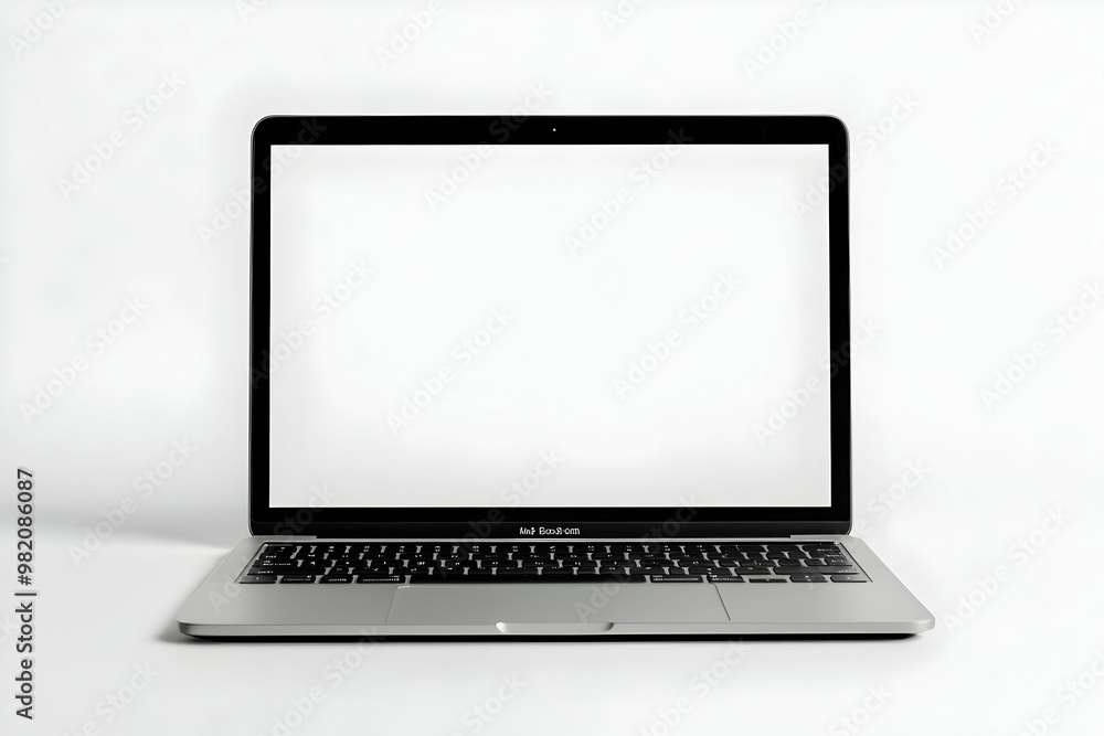 Desk Laptop with blank screen on table Desk Laptop with blank screen on table