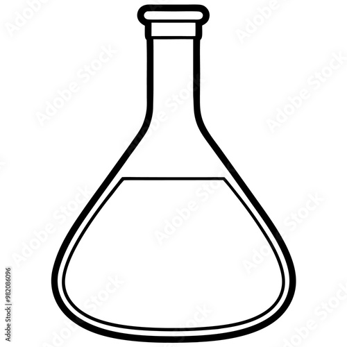 laboratory flask outline coloring book page line art drawing