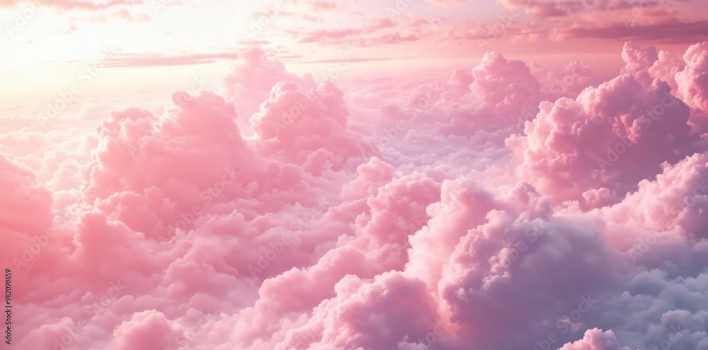 Pink and purple cloudscape illuminating the sky at sunset Pink and purple cloudscape illuminating the sky at sunset