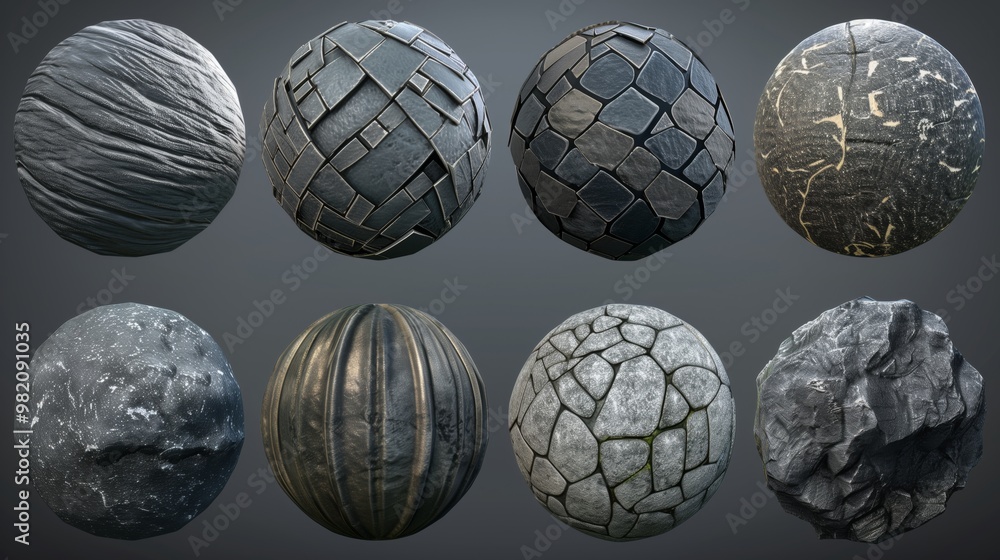High-Resolution PBR Textures Collection of Different Stone Surfaces for 3D Design High-Resolution PBR Textures Collection of Different Stone Surfaces for 3D Design