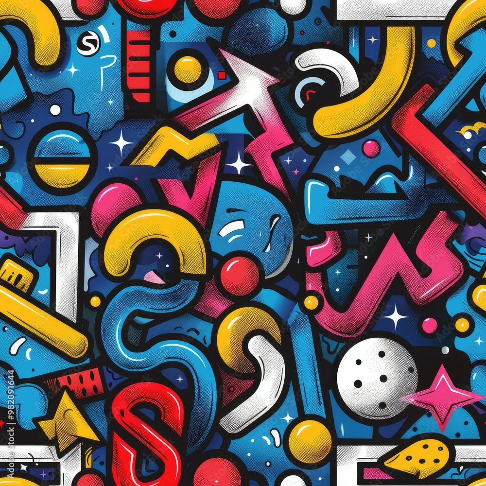 90s themed pattern with large shapes 90s themed pattern with large shapes