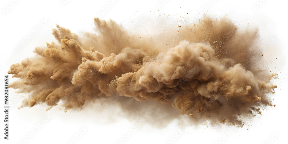 Sandstorm cloud flying particles on isolated white Sandstorm cloud flying particles on isolated white
