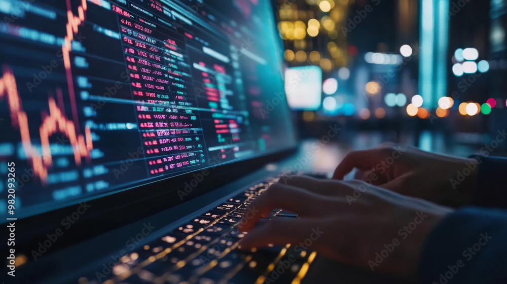 Businessmen analyzing trading data for stock market investments. Businessmen analyzing trading data for stock market investments.