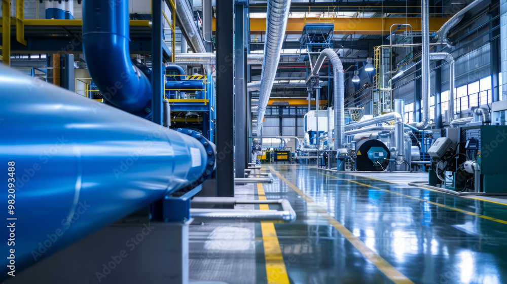 Industrial air purification system in a high-volume production line, emphasizing its efficiency. Industrial air purification system in a high-volume production line, emphasizing its efficiency.