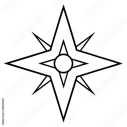 magical symbol star outline coloring book page line art drawing