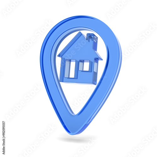 Glass pointer marker on white background. Isolated 3D illustration