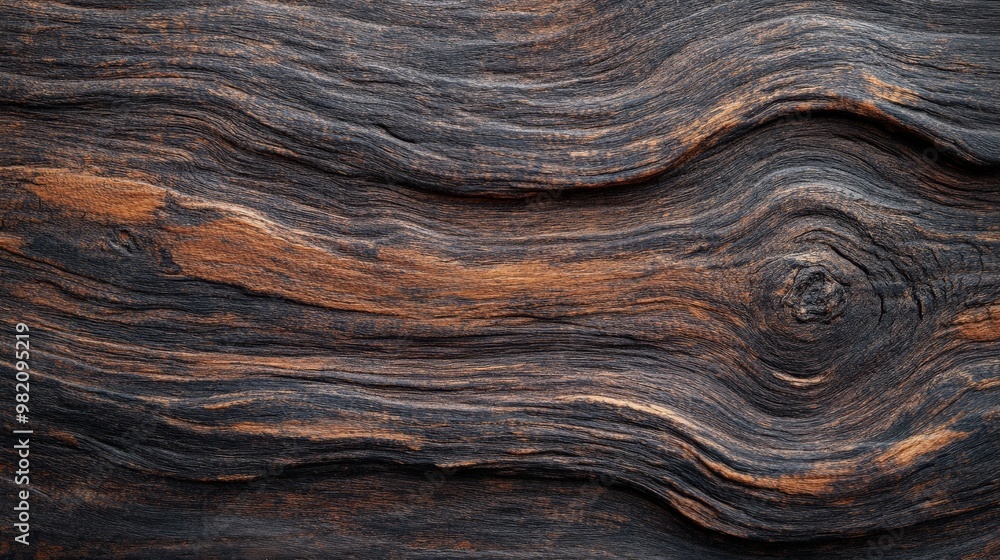Close-up of natural wooden texture with beautiful wood grain patterns in dark brown, ideal for backgrounds and design projects. Close-up of natural wooden texture with beautiful wood grain patterns in dark brown, ideal for backgrounds and design projects.