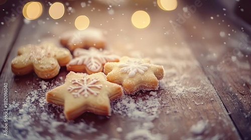 Delicious star-shaped cookies dusted with powdered sugar, perfect for festive celebrations and holiday gatherings.