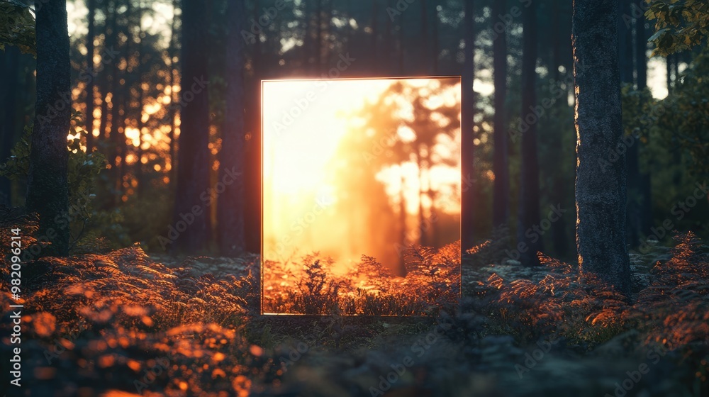 Luminous square, rectangular Frame in the autumn forest Abstract Natural Creative Background Mockup for natural Products Advertising Luminous square, rectangular Frame in the autumn forest Abstract Natural Creative Background Mockup for natural Products Advertising