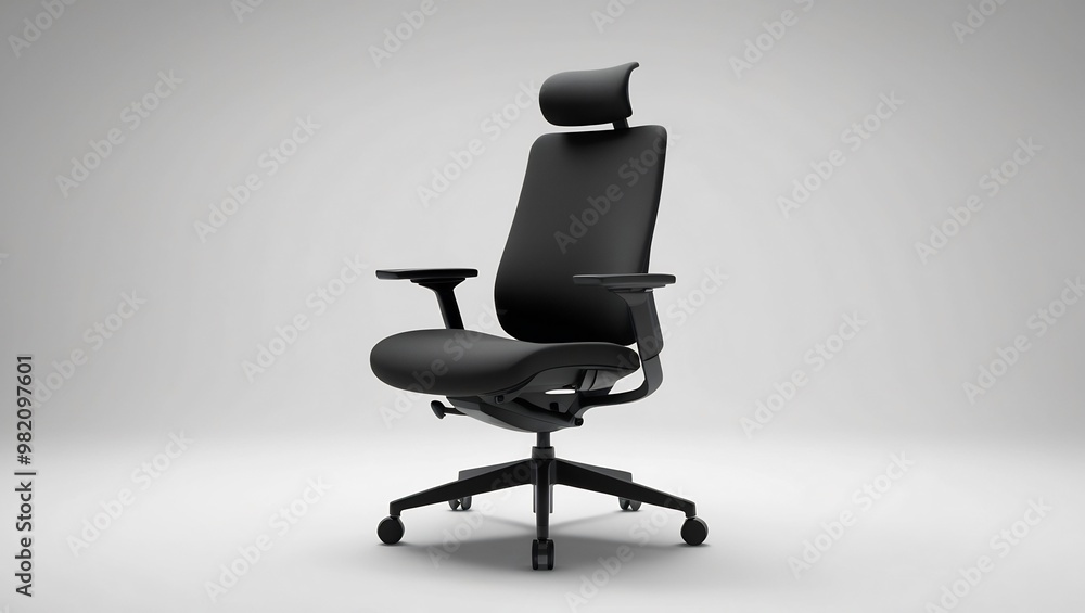 Black Office Chair with Bold Lettering on the Backrest Isolated on a Clean White Background Black Office Chair with Bold Lettering on the Backrest Isolated on a Clean White Background