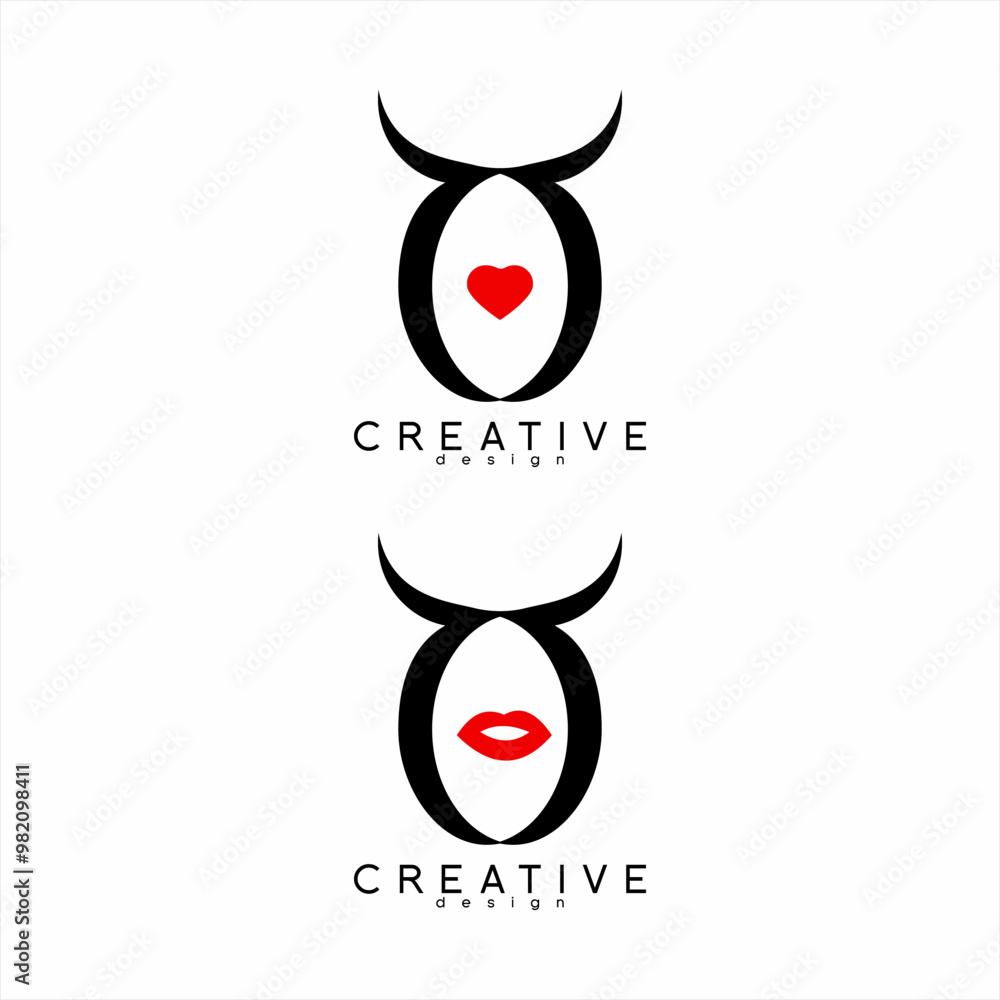 Φωτογραφία The design concept of the logo is horns and the letter O with a heart and lips symbol