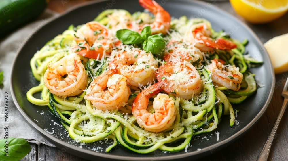 Shrimp Zoodles with Fresh Basil and Parmesan Shrimp Zoodles with Fresh Basil and Parmesan