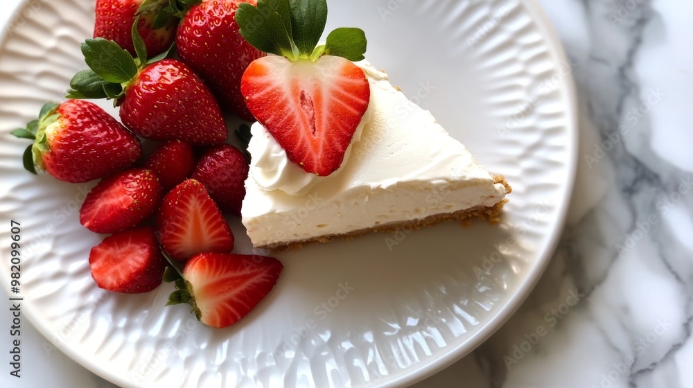 Creamy Cheesecake Slice with Fresh Strawberries Creamy Cheesecake Slice with Fresh Strawberries