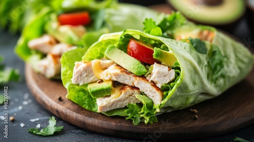 Fresh Chicken Wraps with Avocado and Vegetables