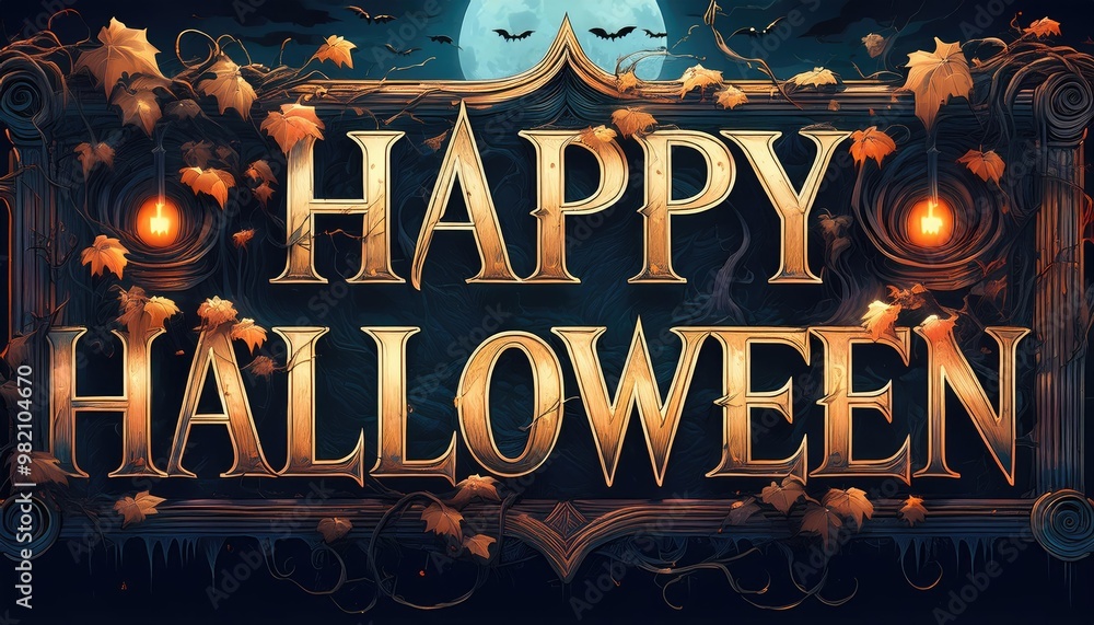 Fototapeta premium halloween party poster. halloween background with pumpkin and bats. halloween background with halloween. halloween party poster. halloween party invitation. scary halloween background. wallpaper