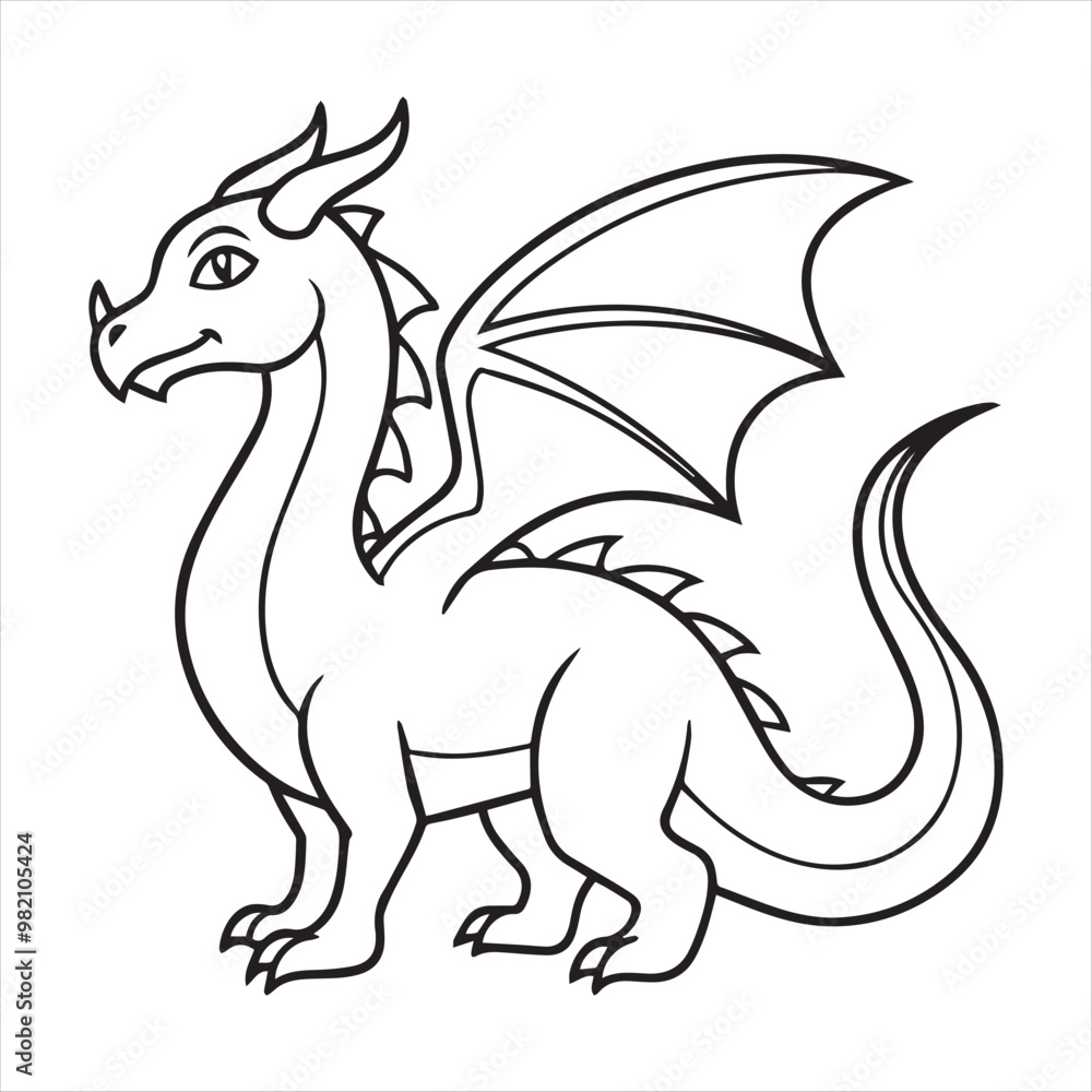 Fototapeta premium Dragon silhouette. Vector of dragon silhouette. Black Dragon silhouette. mythology Animal.