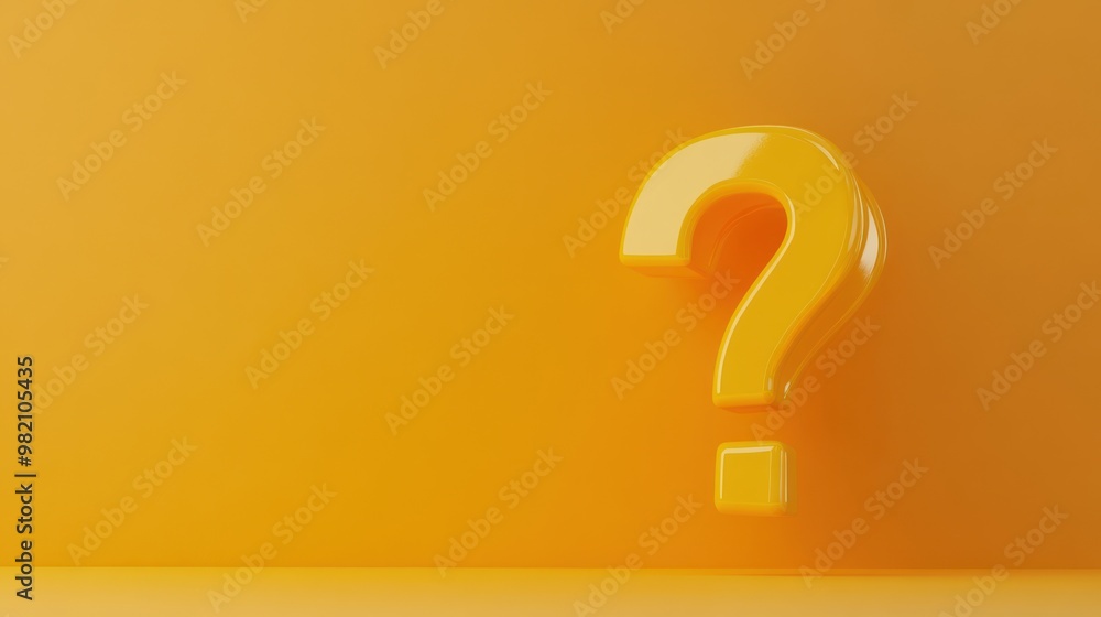 A shiny yellow question mark against a bright orange background, symbolizing inquiry and curiosity. A shiny yellow question mark against a bright orange background, symbolizing inquiry and curiosity.