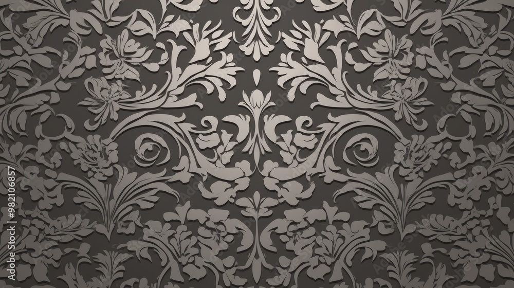 Vector design featuring a pattern of grey floral elements Vector design featuring a pattern of grey floral elements