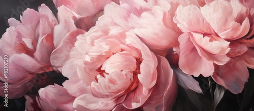 Close up painting of peony blooms