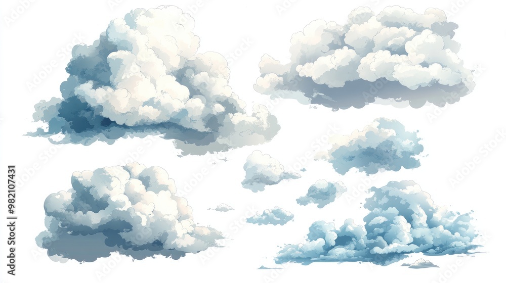 Isolated vector illustration of a cloud set on a white background Isolated vector illustration of a cloud set on a white background