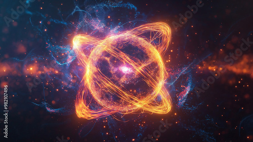 Radiation from the atomic nucleus during nuclear fission, energy waves and particle motion