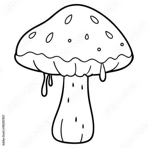 moss mushroom outline coloring book page line art drawing