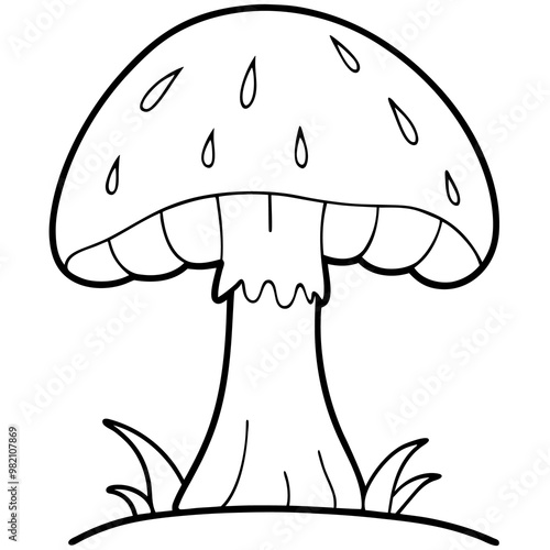 moss mushroom outline coloring book page line art drawing