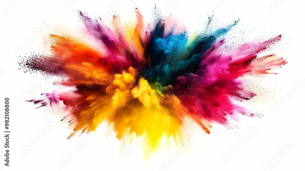A Vibrant Abstract Explosion of Colors on a White Background, Creating a Dynamic and Artistic Visual