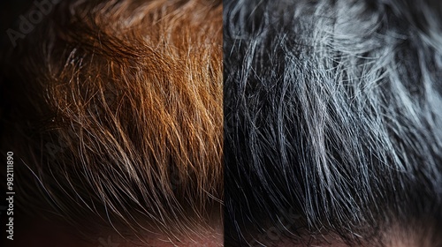 Visual blog post comparing the effectiveness of two hair restoration treatments, featuring before-and-after images of hair density improvements, Realistic Style, Bright Lighting