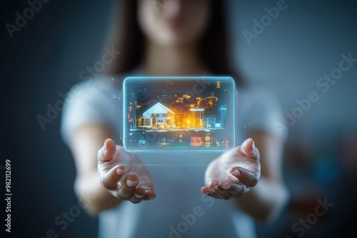 Hologram of a paint roller from home renovation in womans hands