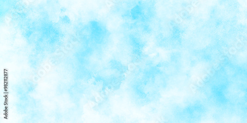 blurred and grainy Blue powder explosion on white background, Classic hand painted Blue watercolor background, Natural and cloudy fresh blue sky background, shiny and soft sky blue watercolor texture.
