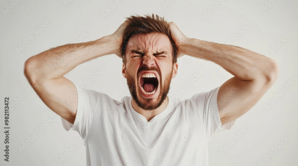 a man is screaming as hard as he can, It captures an intense moment that reflects some kind of emotional distress or pain a man is screaming as hard as he can, It captures an intense moment that reflects some kind of emotional distress or pain