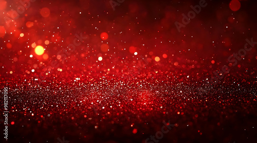 Abstract Red Glitter Background with Bokeh Lights and a Sparkling Texture