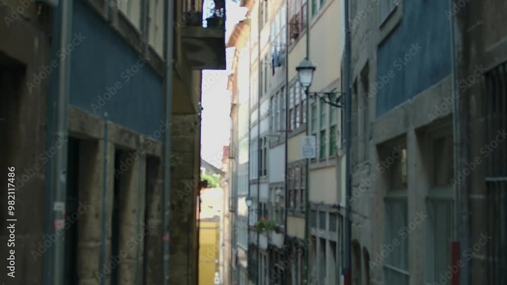 Static shot of a narrow alley in Porto, Portugal. Static shot of a narrow alley in Porto, Portugal.