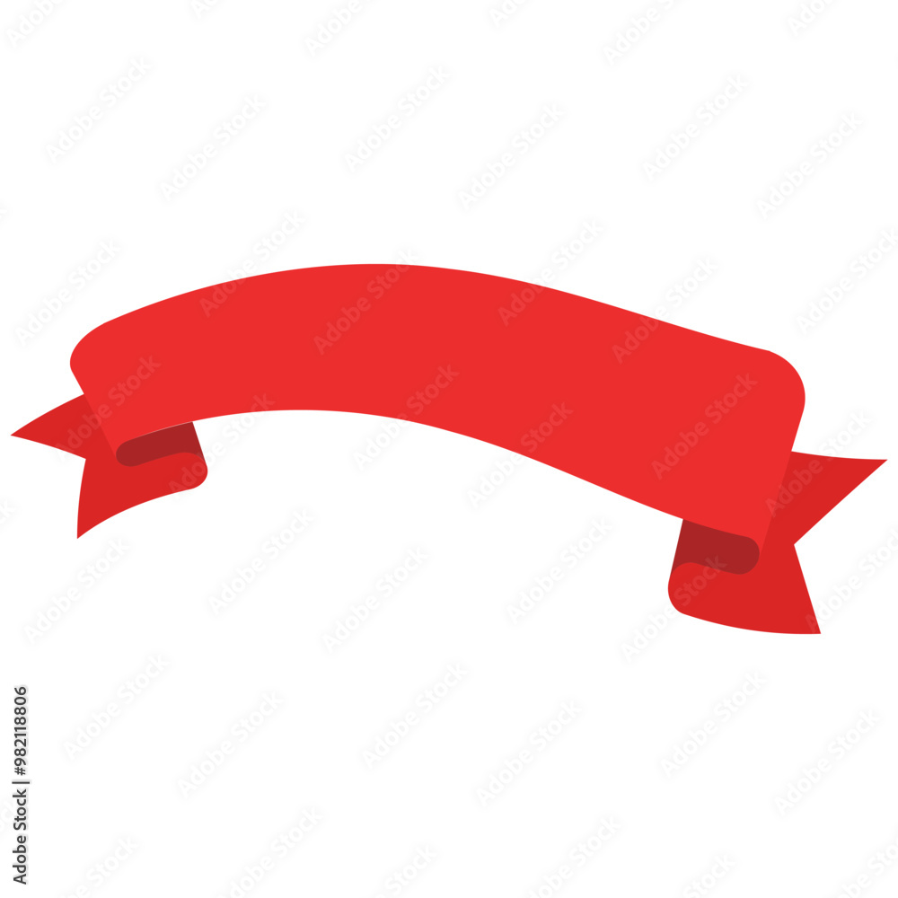 Red Ribbon, Web Banner, Curve Badge, Title Box. Vector Illustration Red Ribbon, Web Banner, Curve Badge, Title Box. Vector Illustration