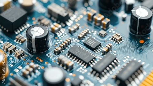 High-detail close-up of a wireless audio circuit board with electronic components, cleanly isolated on a white background.