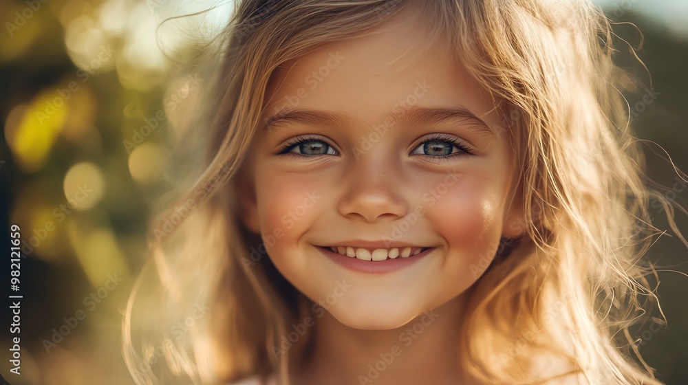 Close up portrait of a happy little girl with blonde hair and blue eyes, smiling. Close up portrait of a happy little girl with blonde hair and blue eyes, smiling.
