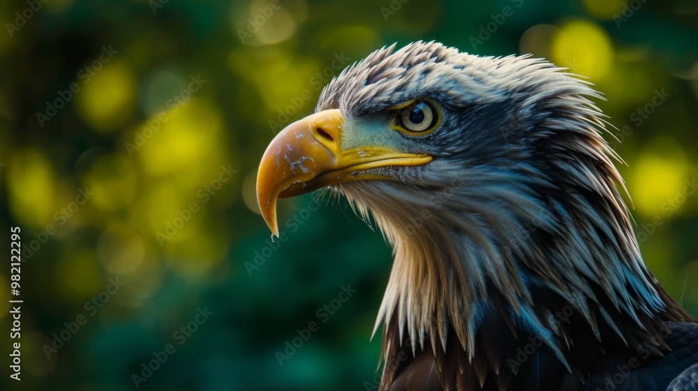 Fototapeta premium Close-Up Portrait of a Bald Eagle with Sharp Beak