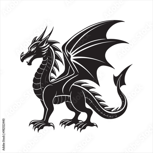 Wallpaper Mural Dragon silhouette. Vector of dragon silhouette. Black Dragon silhouette. mythology Animal. Torontodigital.ca