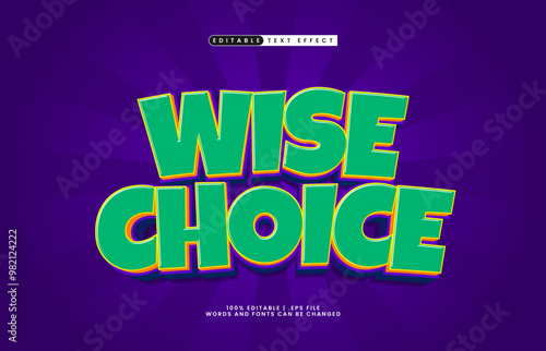 wise choice editable text effect with a smart and happy text style