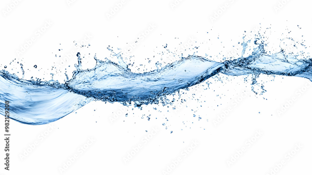 A Splashing Wave of Water Creates a Dynamic Abstract Pattern Against a White Background A Splashing Wave of Water Creates a Dynamic Abstract Pattern Against a White Background
