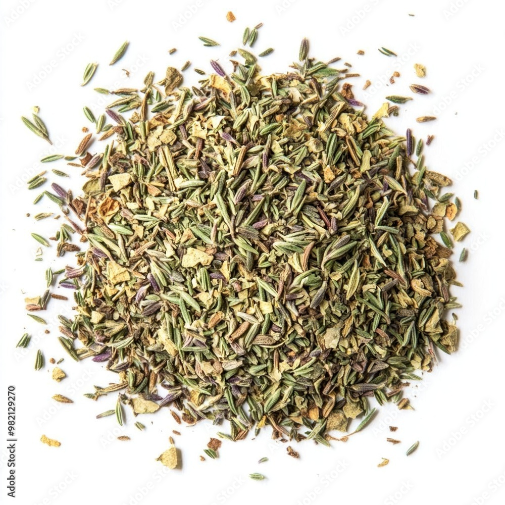 Close-up of dried herbs, including rosemary, thyme, and oregano. Close-up of dried herbs, including rosemary, thyme, and oregano.