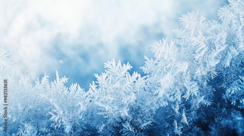 Beautiful close-up of delicate snowflakes on a soft blue background, capturing the essence of winter and tranquility. Beautiful close-up of delicate snowflakes on a soft blue background, capturing the essence of winter and tranquility.