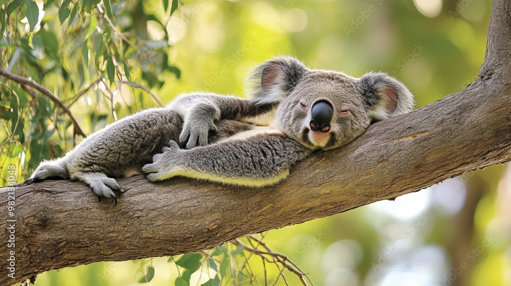 Fototapeta premium Koala relaxing in a tree in Australia